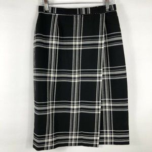 Liz Claiborne LizSport Petite Wrap Skirt Womens 10P Knee Length Plaid Wool Blend